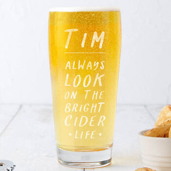 Personalised Name 'Bright Cider Life' Pint Glass, 2 of 5
