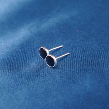 Small 4 Mm Black Studs Earrings, Onyx Stone Studs, 3 of 7