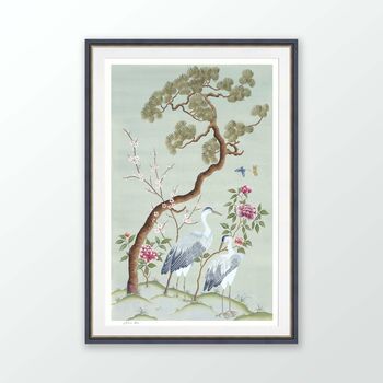 Pastel Chinoiserie Print Birds With Nature, 6 of 6