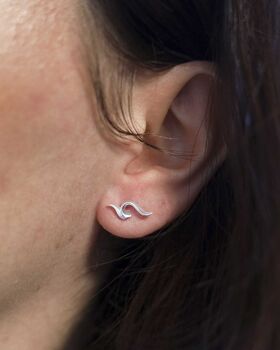 Sterling Silver Wave Studs, 8 of 10