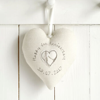 Personalised Cotton 2nd Wedding Anniversary Heart Gift, 6 of 10