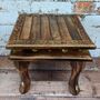 Wooden Gift For Mum; Farmhouse Indian Floral Carved Foot Stool / Low Table, thumbnail 6 of 6