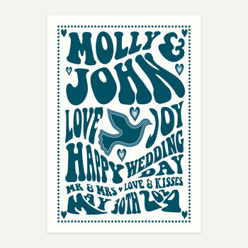 Retro Gig Style Wedding Personalised Print, 3 of 11