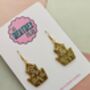 Gold Sandcastle Glitter Resin Earrings / Summer Holiday Jewellery / Seaside Memories Gift / Summer Party Jewellery, thumbnail 2 of 5