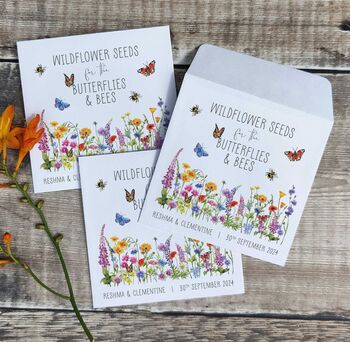 10 Wildflower Wedding Seed Packet Favours Butterflies, 5 of 7
