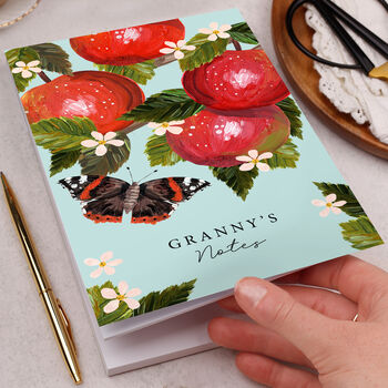 Personalised Notebook With Apples And Butterfly, 2 of 4
