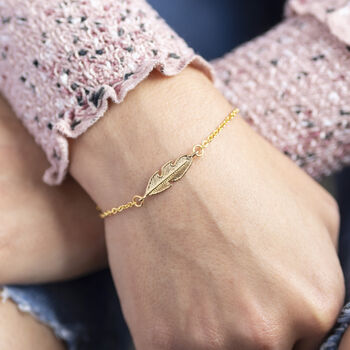 Personalised Gold Plated Feather Bracelet, 5 of 9