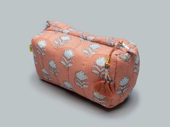 Clay Small Fan Flower Pattern Cotton Makeup Bag, 3 of 5