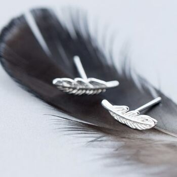 Feathers Appear When Angels Are Near Sterling Silver Earrings, 3 of 7