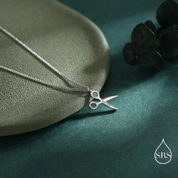 Sterling Silver Very Small Scissors Pendant Necklace, 3 of 12