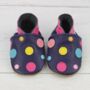 Dotty Fish Navy Spotty Dotty Soft Leather Baby Shoes With Barefoot Soles, thumbnail 2 of 11