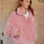 Personalised Ladies Fluffy One/Four Zip Fleece Sweater, thumbnail 1 of 3