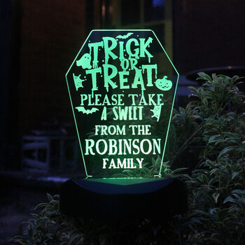 Personalised Trick Or Treat Halloween Solar Light Sign, 8 of 8