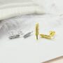 Tiny Feather Studs In Sterling Silver And Gold Plated, thumbnail 1 of 4