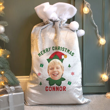 Personalised Photo Elf Christmas Sack For Children, 2 of 4