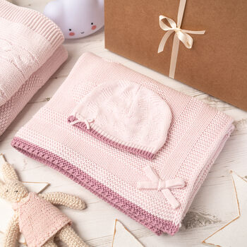 Girls Spot And Bow Baby Blanket And Hat Set, 4 of 12