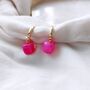 Small Square Pink Stone Hoop Earrings, thumbnail 1 of 5