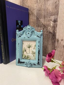 Small Blue Distressed Photo Frame 3x2 Inch, 3 of 8