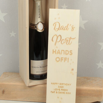 Personalised Hands Off Engraved Wooden Bottle Box, 4 of 4