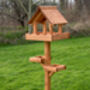 Personalised Triple Platform Timber Roof Bird Table, thumbnail 2 of 3
