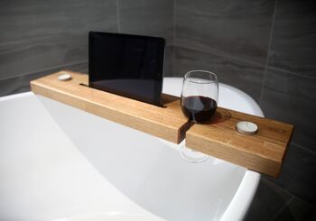 Oak Bath Caddy Or Bath Tray With iPad Stand, 5 of 5