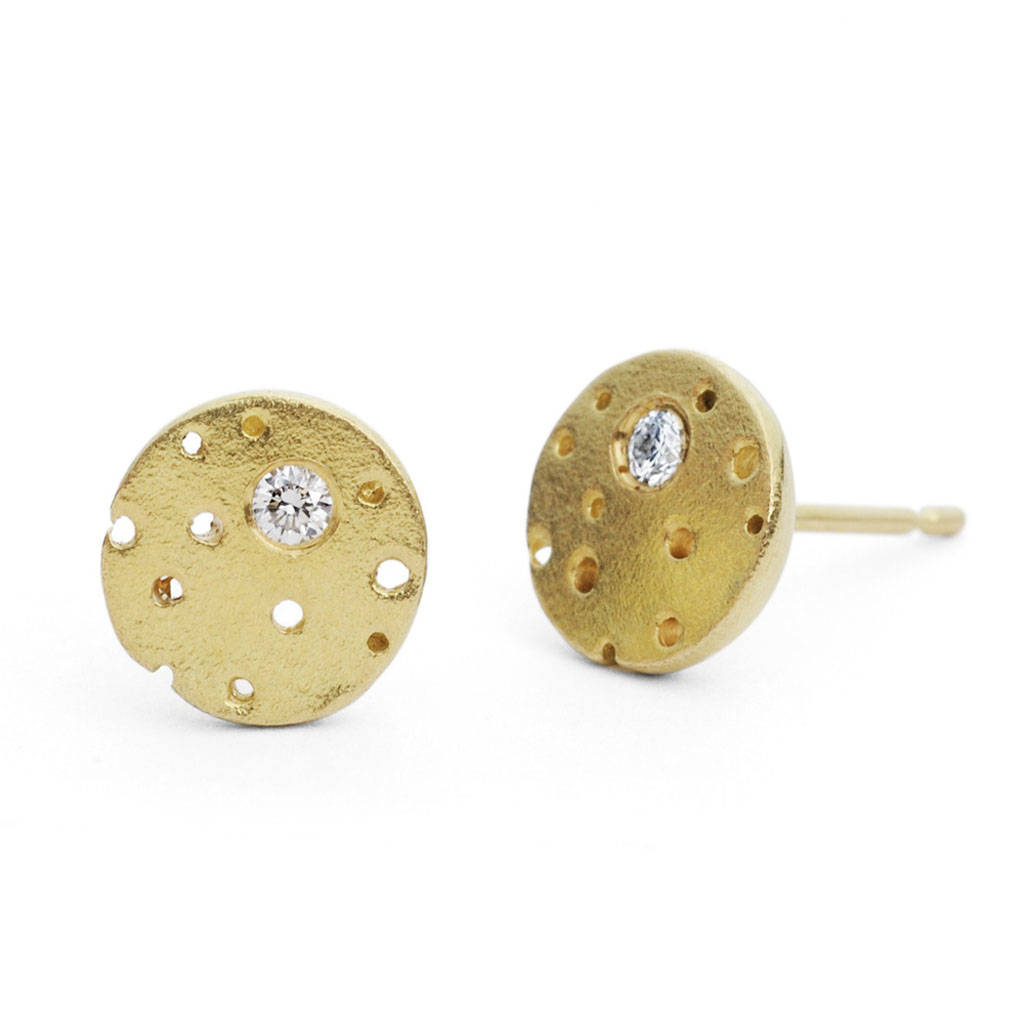 Patterned 18ct Gold And Diamond Earrings, 1 of 3