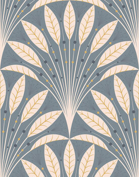 Art Deco Style Fanned Leaf Wallpaper, 4 of 6