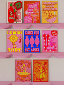 Tangerine Tits Neon Sign Unhinged Artwork Poster Print, 2 of 5