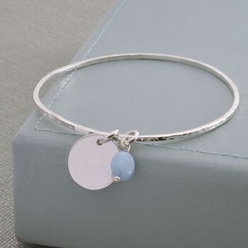 Personalised Sterling Silver Disc Charm Bangle, 3 of 8