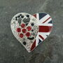 British Union Jack Heart Brooch With Crystals, thumbnail 2 of 4