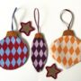 Set Of Three Hand Stitched Baubles, thumbnail 5 of 6