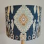 Blue Ikat Design Handmade Lampshade Blues Grey Beige Fabric Table Floor Or Ceiling Pendant, thumbnail 3 of 5