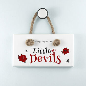 Personalised Kid's Little Devils Bedroom Sign, 3 of 6