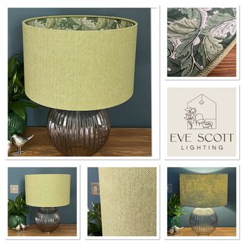 Lime Green William Morris Acanthus Tweed Lampshades, 10 of 10