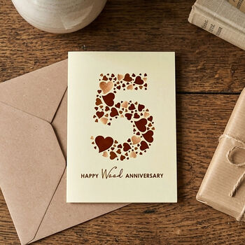 Love Hearts Wood 5th Anniversary Card, 3 of 3