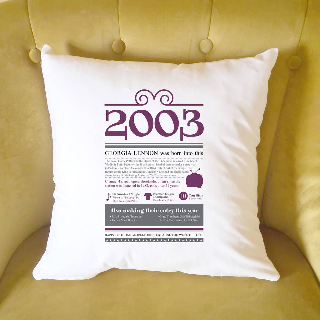 Personalised 18th Birthday Gift Cushion By A Few Home Personalised 18th Birthday Gift Cushion By A Few Home