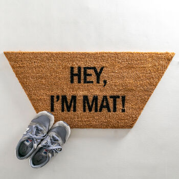 Hey I’m Mat Half Hex Shaped Doormat, 3 of 3