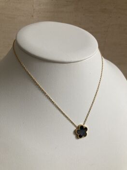 Five Leaf Black Single Clover Pendant Necklace, 2 of 5