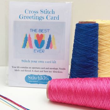 Geometric Diy Mothers Day Card Cross Stitch Kit, 2 of 4