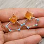 Raw Citrine, Turquoise Sterling Silver Earrings, thumbnail 4 of 6