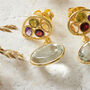Green Amethyst/ Multi Stone Gold Plated Silver Earrings, thumbnail 5 of 10
