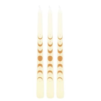 Set Of Three Off White Moon Phases Taper Dinner Candles, 4 of 4