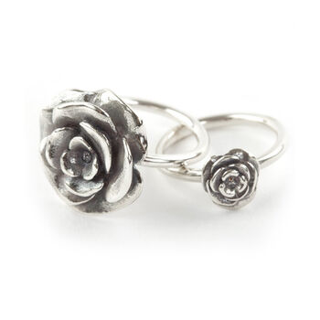 Large Sterling Silver Rose Ring, 5 of 7