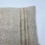 Oblong, Natural, Hemp, Neutral, Woven, Grain Sack, Striped Cushion With Cotton Reverse Brown Stripes To Right Edge, thumbnail 2 of 5