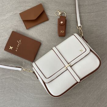 Personalised Embossed Smooth Faux Leather Satchel Cross Body Bag, 6 of 6