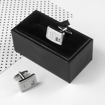 Personalised Silver Plated Cufflinks With Crystal, 5 of 7