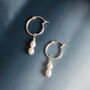 Sterling Silver Double Pearl Charm Hoop Earrings, thumbnail 1 of 6