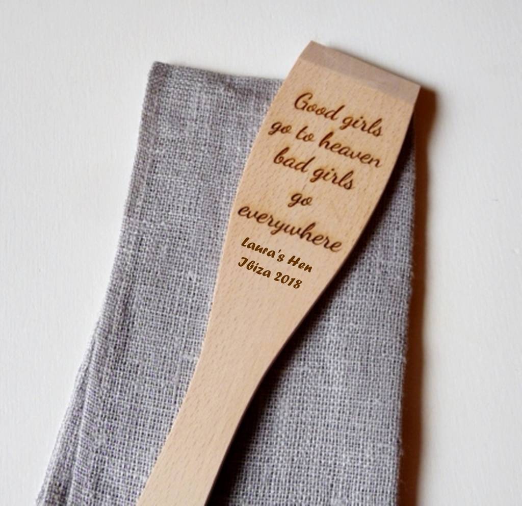 personalised wooden kitchen spatula by natural gift store