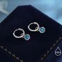 March Birthstone Aquamarine Blue Cz Hoop Earrings In Sterling Silver, thumbnail 5 of 12