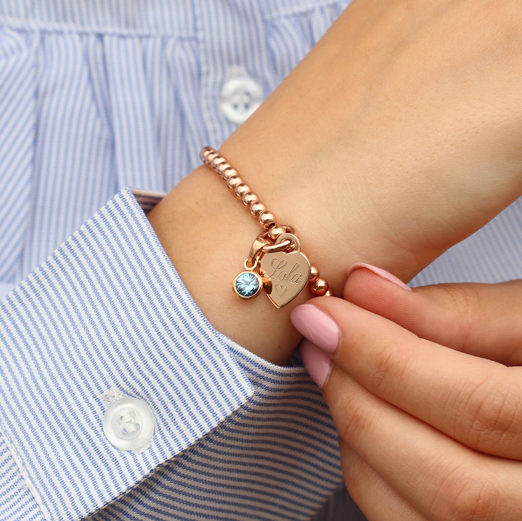 18ct Rose Gold Plated Personalised Birthstone Bracelet, 1 of 7